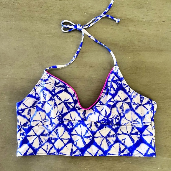 Arizona Jean Company Other - Arizona Jean Company Royal Blue & White Pink Tie Dye Batik Print Bikini Top XL